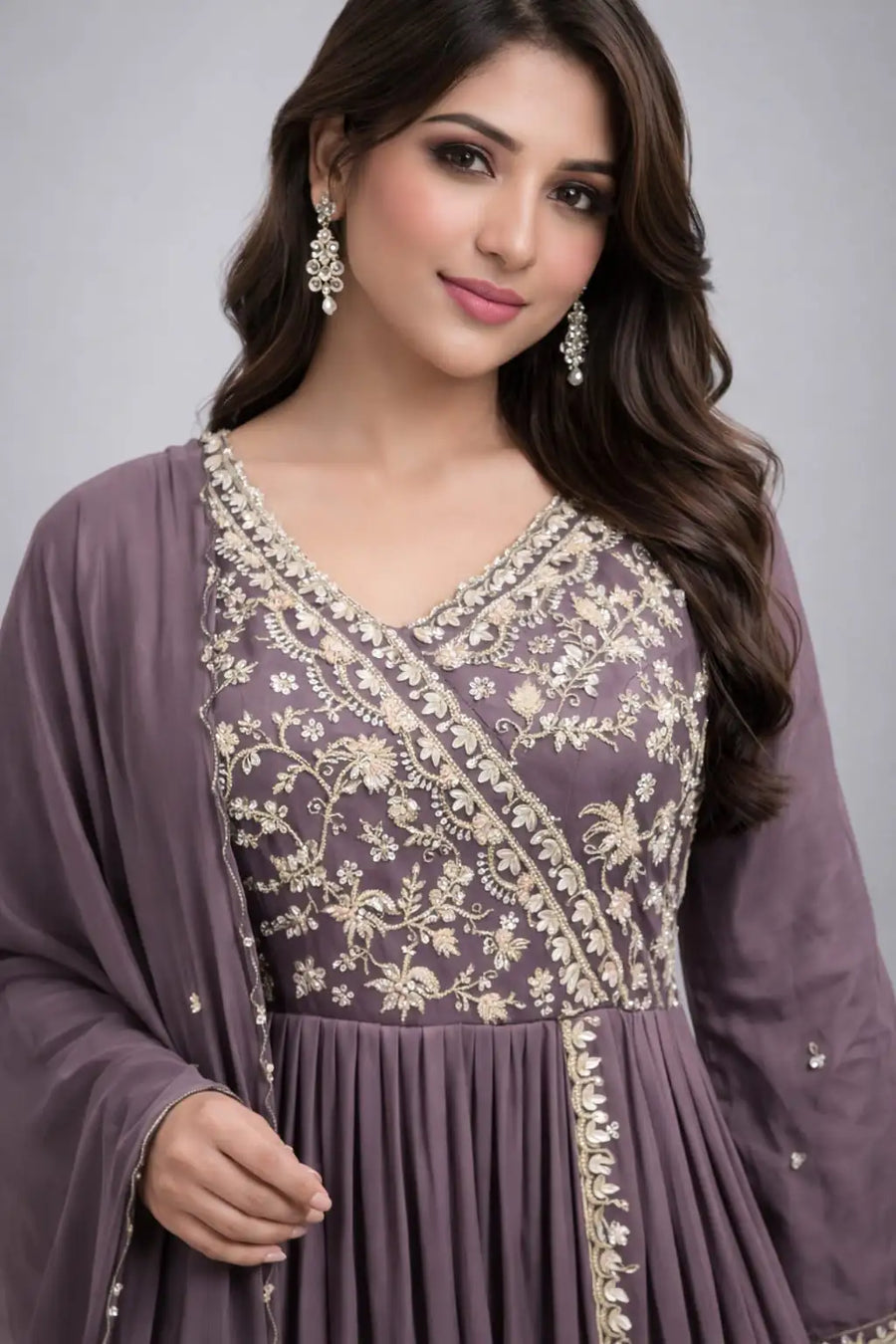 coffee anarkali suit
