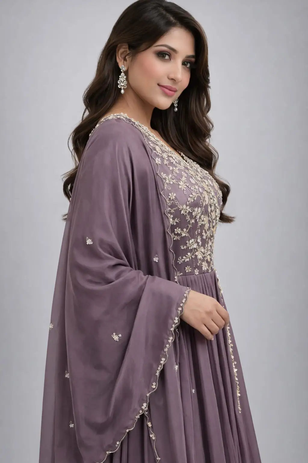 coffee anarkali suit