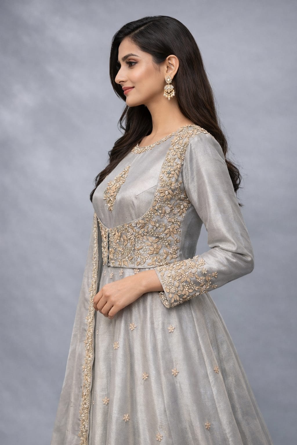 sky anarkali suit