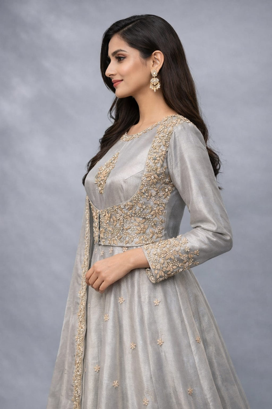 sky anarkali suit
