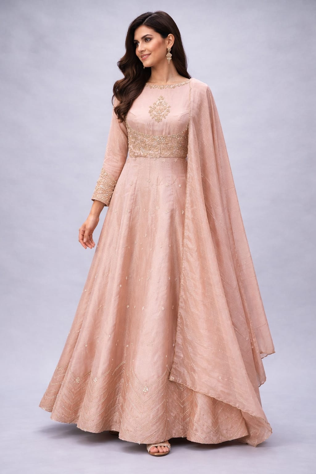 light pink anarkali suit