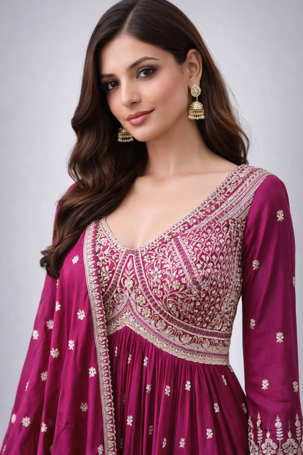 pink traditional anarkali suit