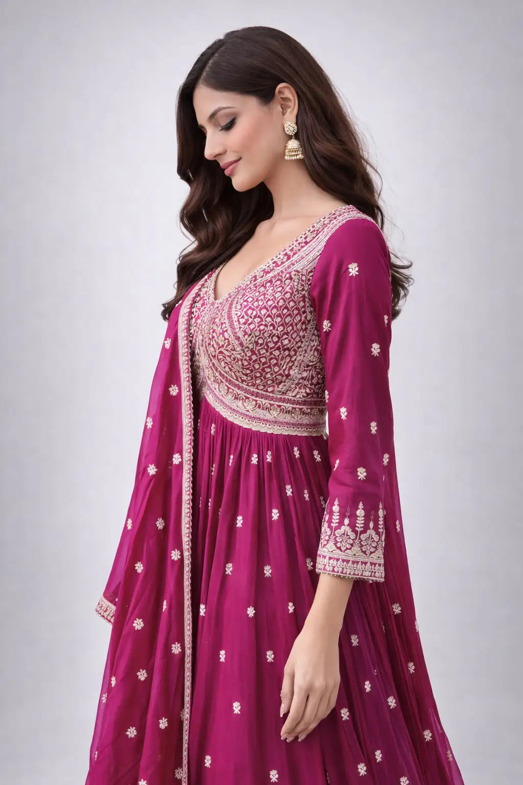 pink traditional anarkali suit