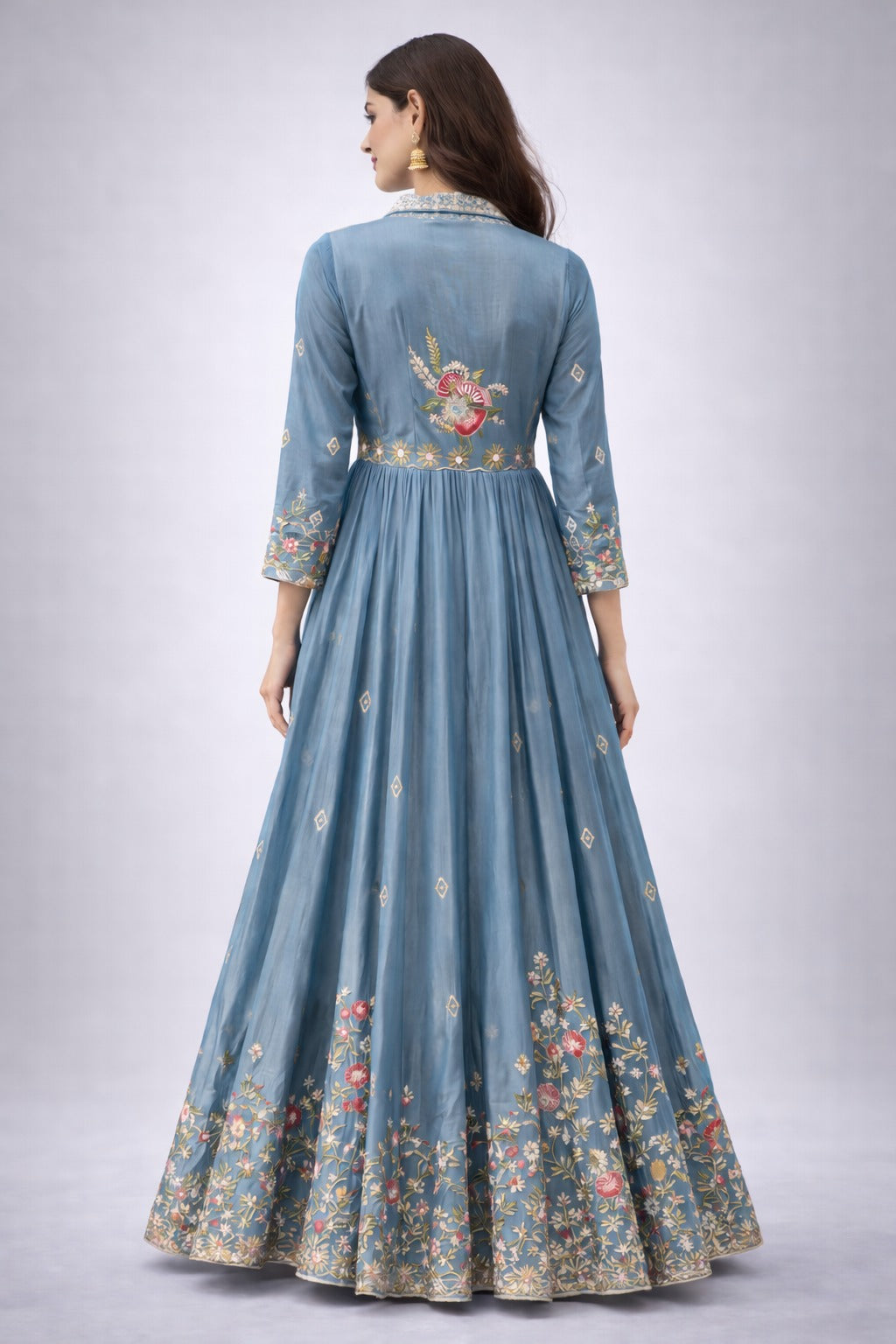 blue anarkali suit