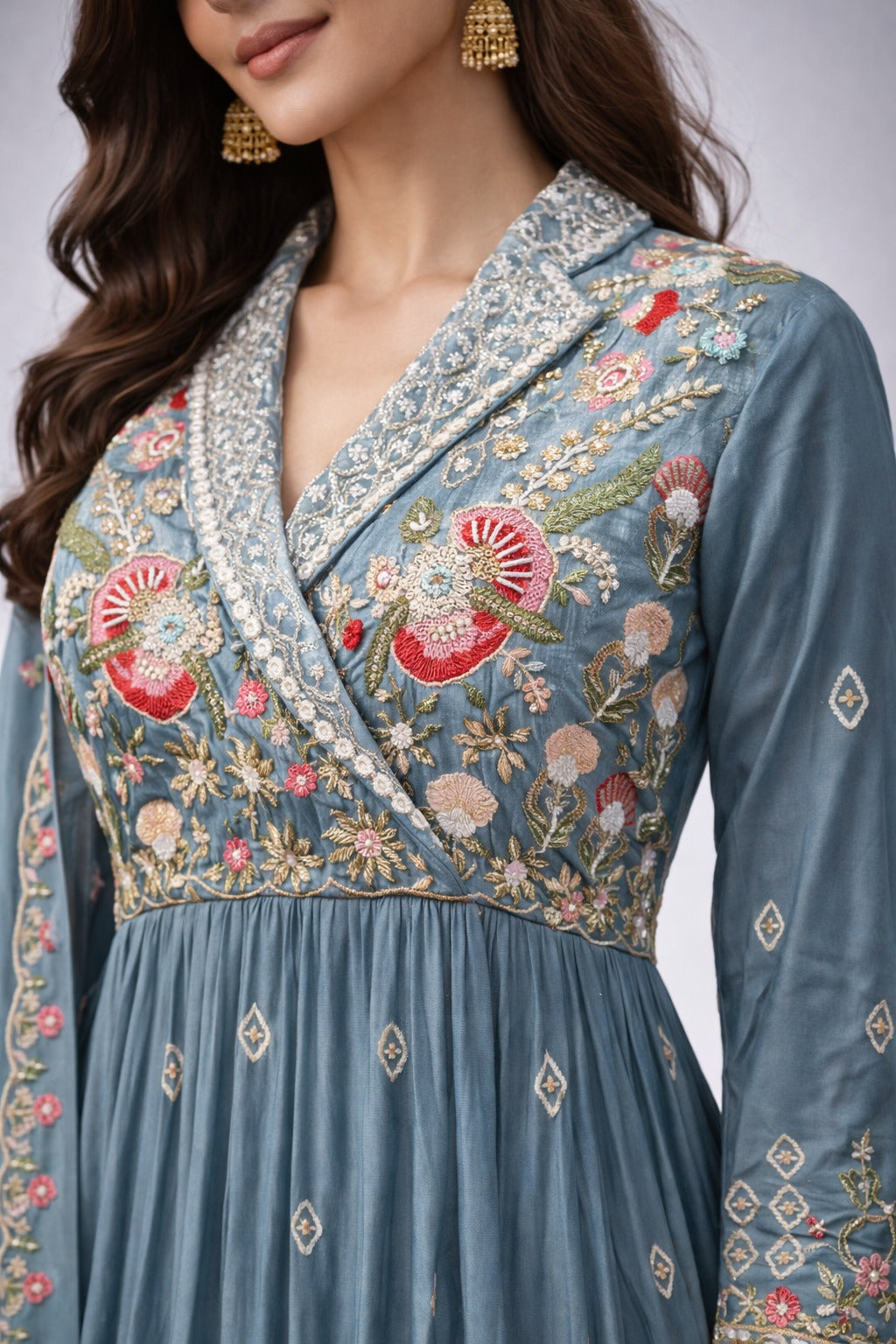 blue anarkali suit
