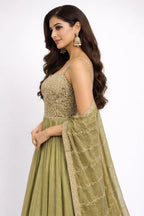 Pista green anarkali suit