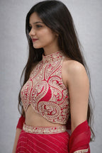 Embroidered Crop Top Sharara Set with Dupatta