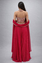 Embroidered Crop Top Sharara Set with Dupatta