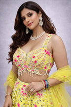 bright yellow embroidered lehenga