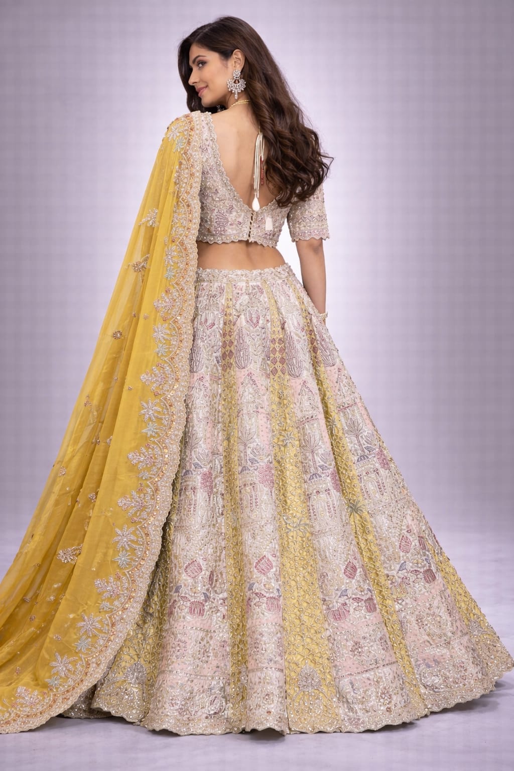 Yellow and Ivory lehenga set