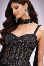 Dhoti Set with Embellished Corset Blouse