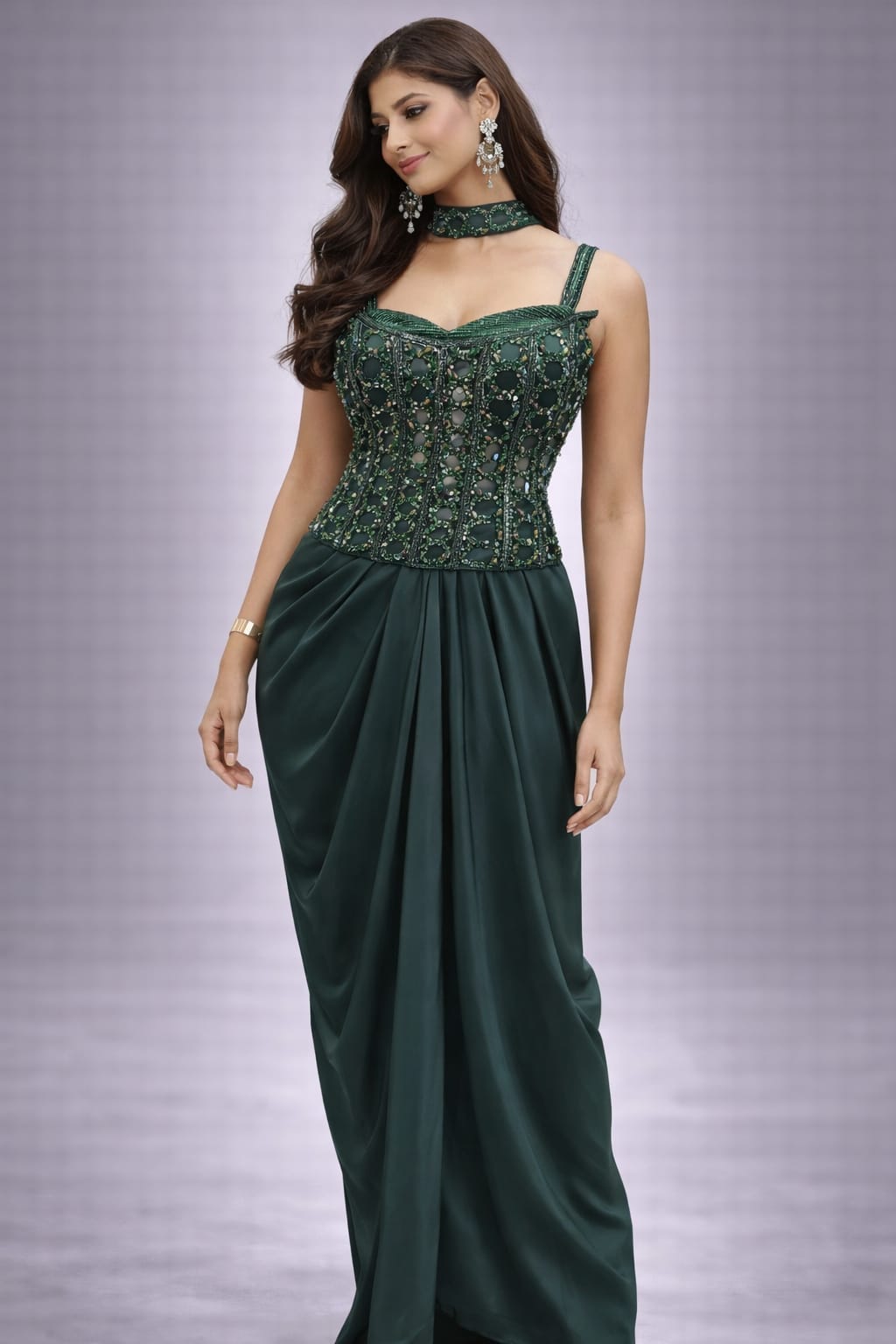 Dhoti Set with Embellished Corset Blouse