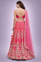 Pink Embroidered Lehenga Set with Designer Blouse & Dupatta