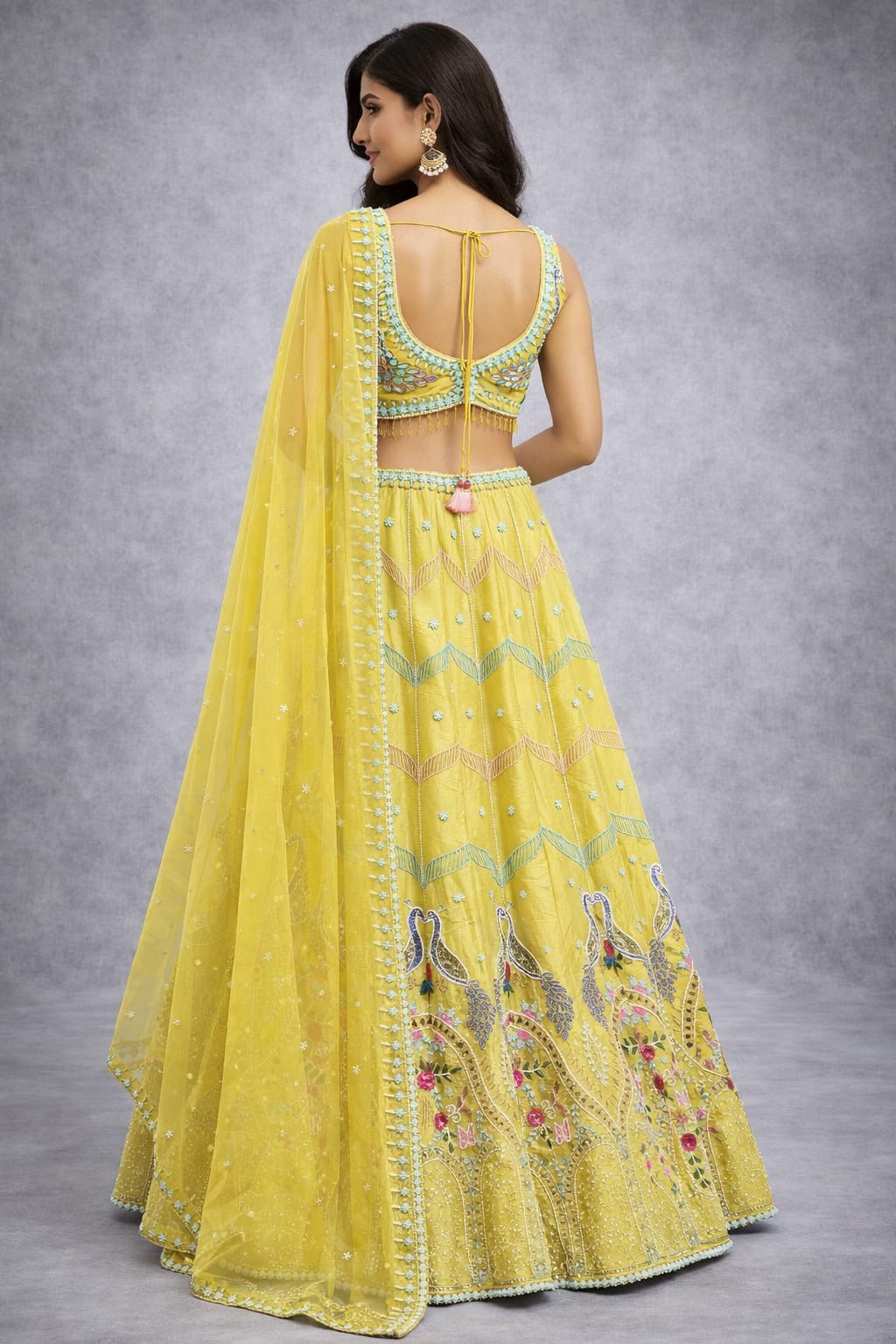 Yellow embroidered traditional lehenga