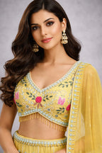 Yellow embroidered traditional lehenga