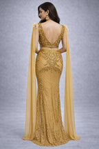 gold evening gown
