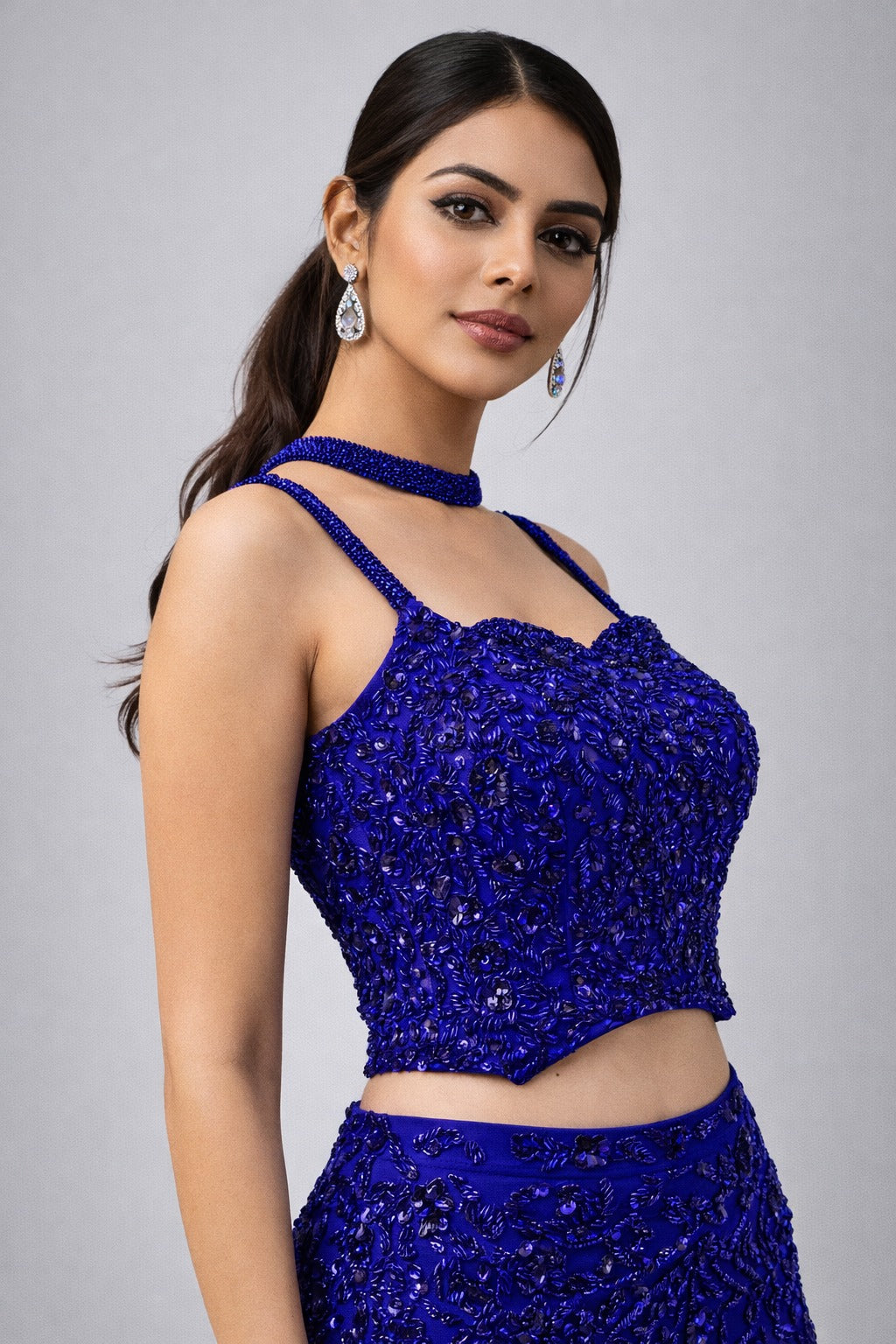 blue evening gown