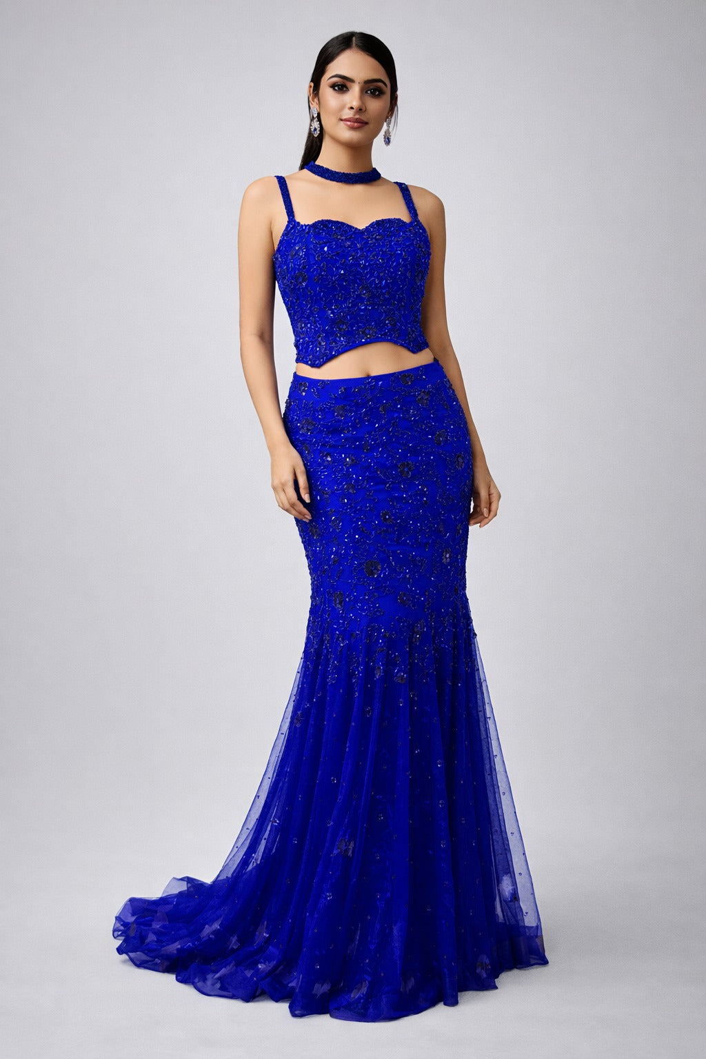 blue evening gown