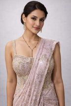 lavender drape saree