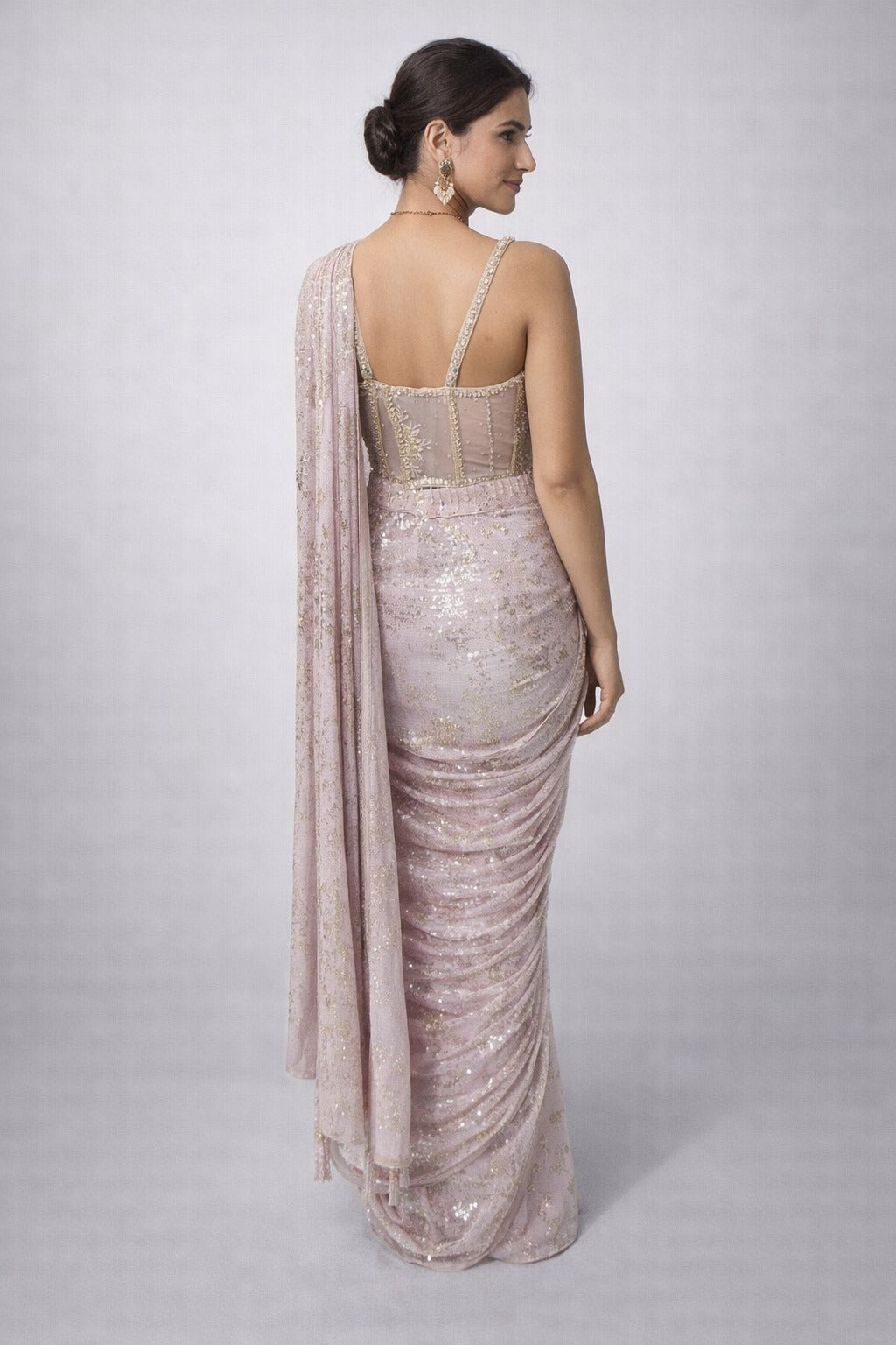lavender drape saree