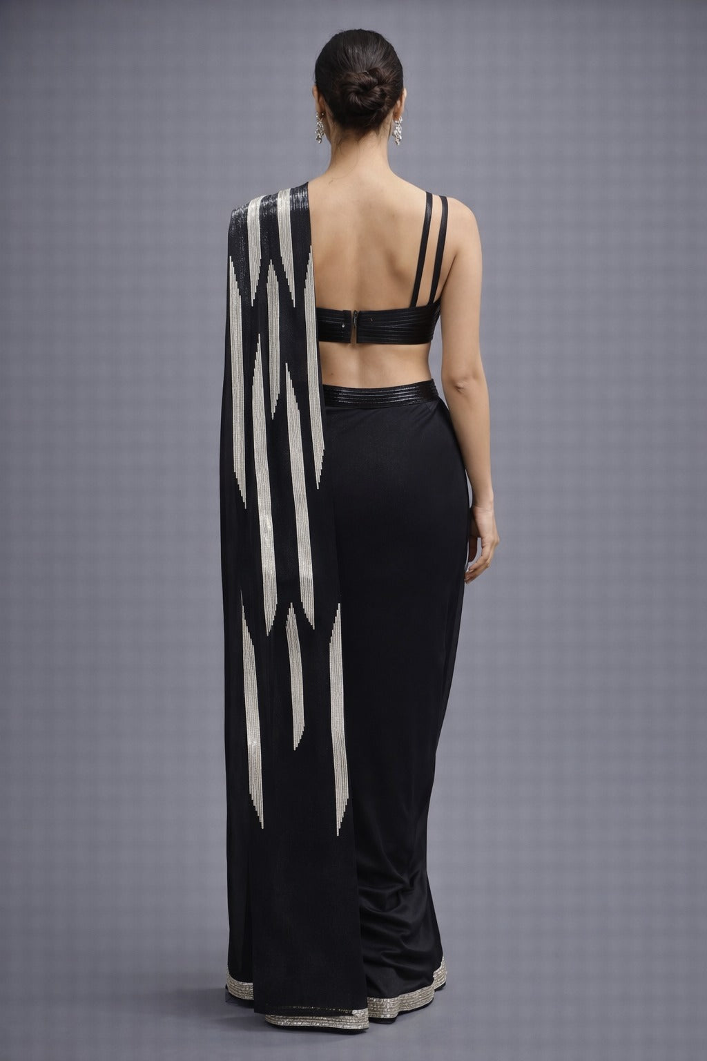 black drape saree