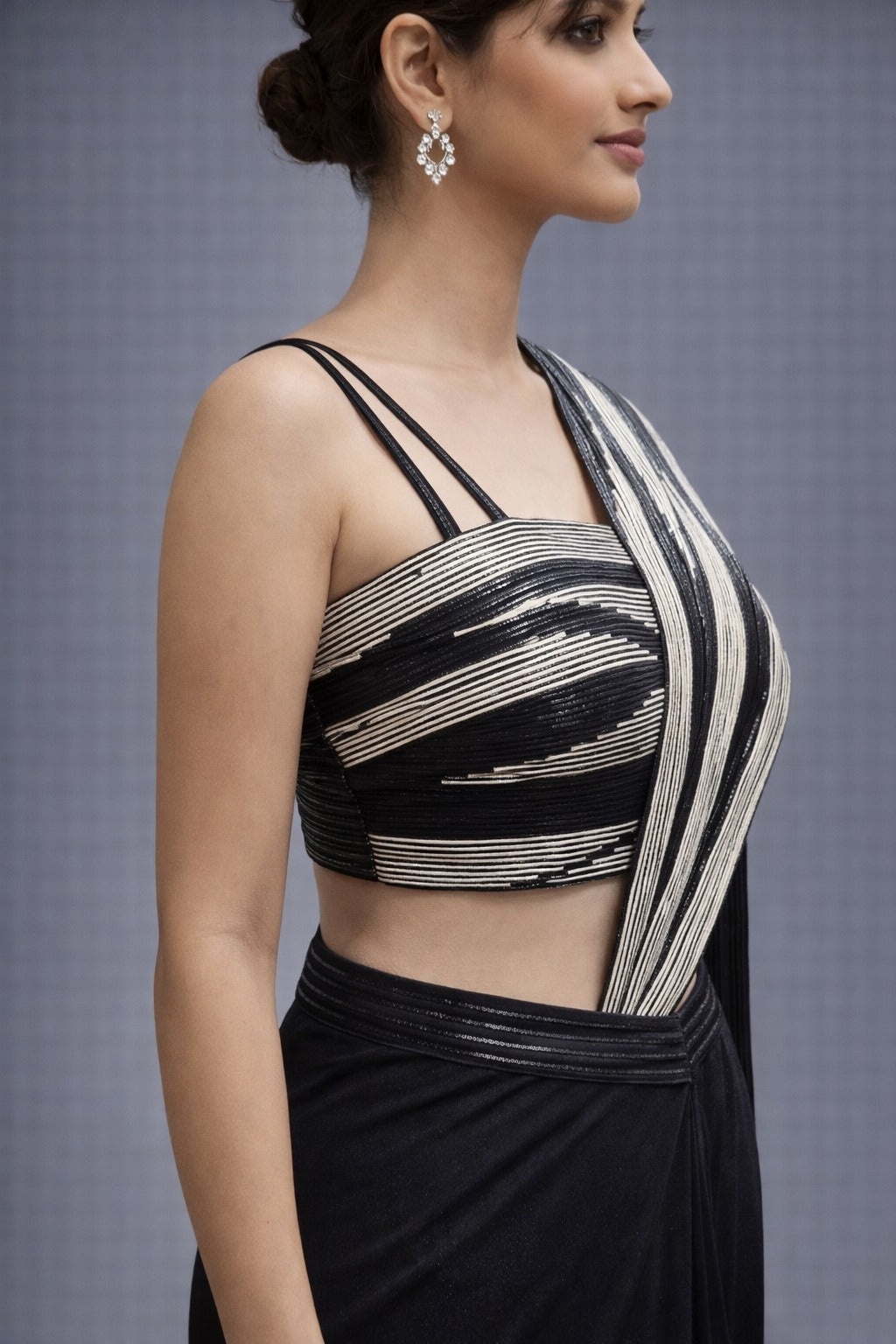 black drape saree