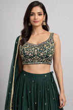 dark green lehenga set
