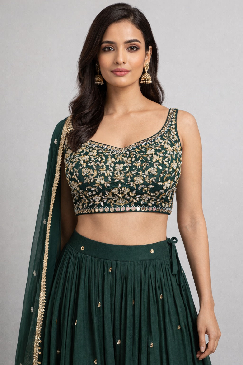 dark green lehenga set