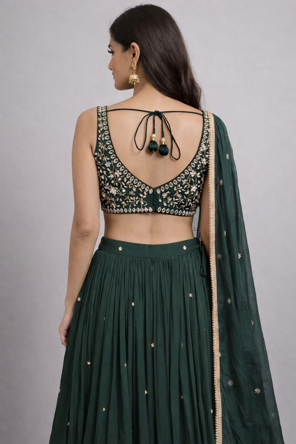 dark green lehenga set