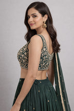 dark green lehenga set