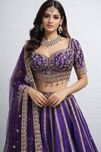 Purple embroidered traditional lehenga set
