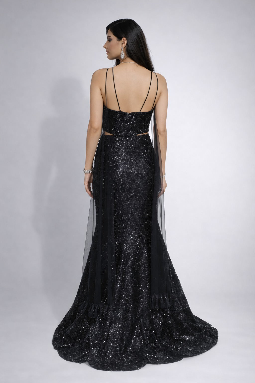 Black sequin mermaid lehenga