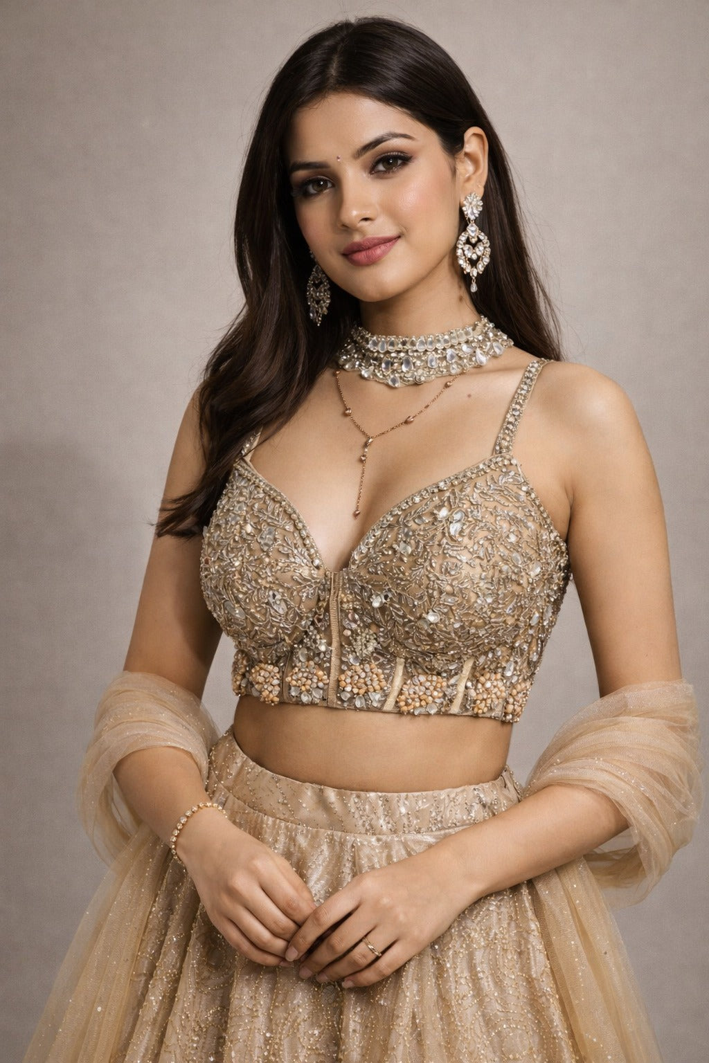 gold lehenga set