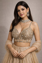 gold lehenga set