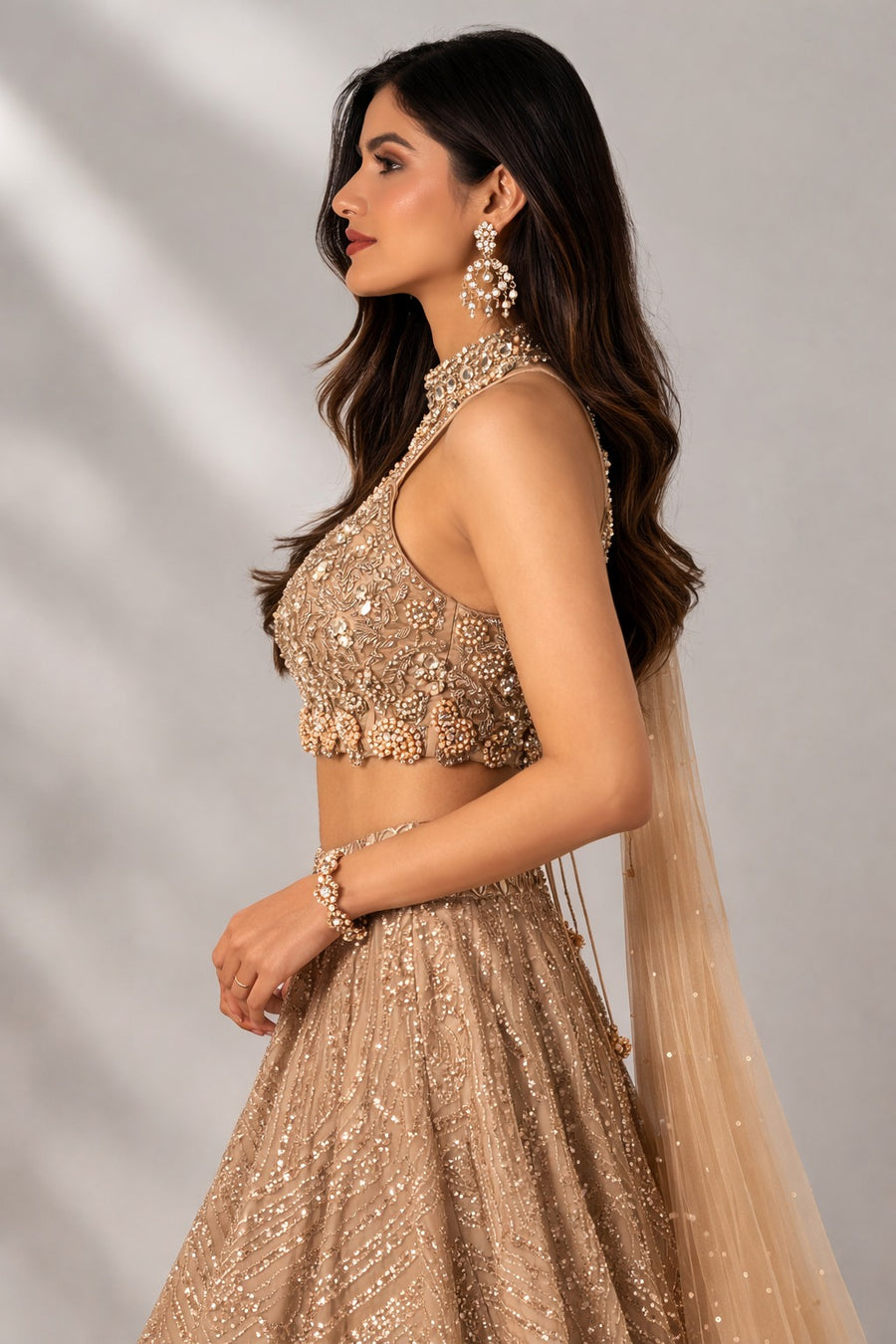 gold lehenga set