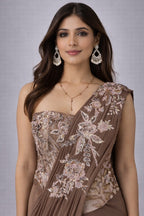 brown drape saree 