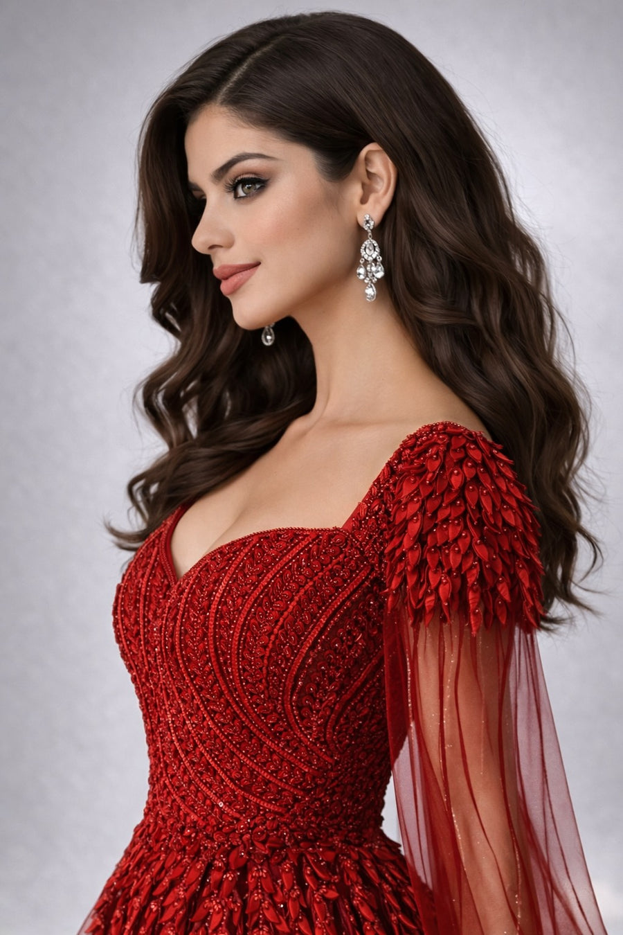 Red evening gown