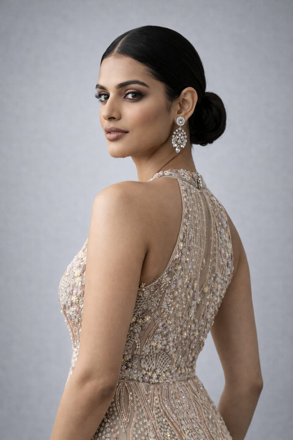 Rose Gold Embellished Mermaid Gown