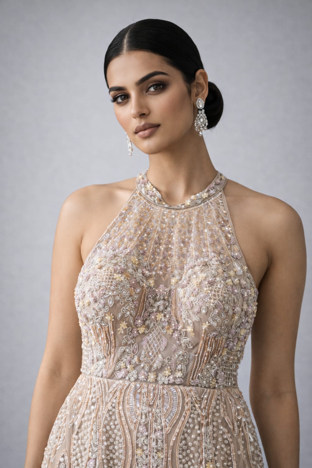 Rose Gold Embellished Mermaid Gown