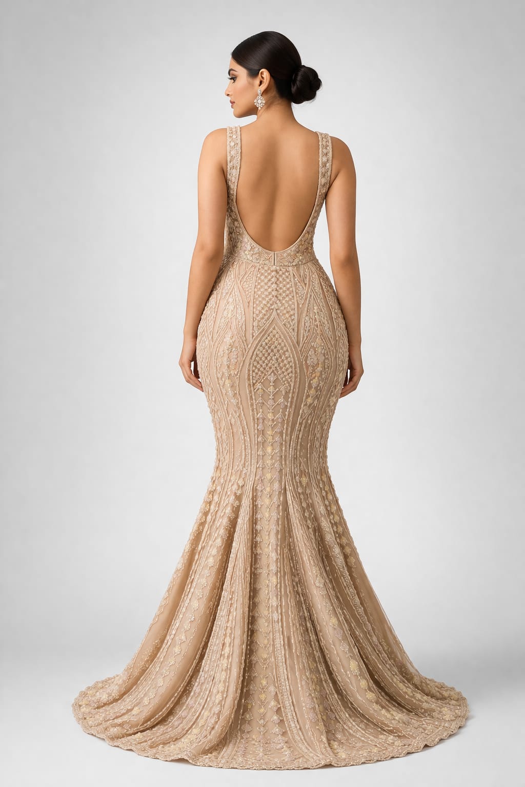 Rose Gold Embellished Mermaid Gown