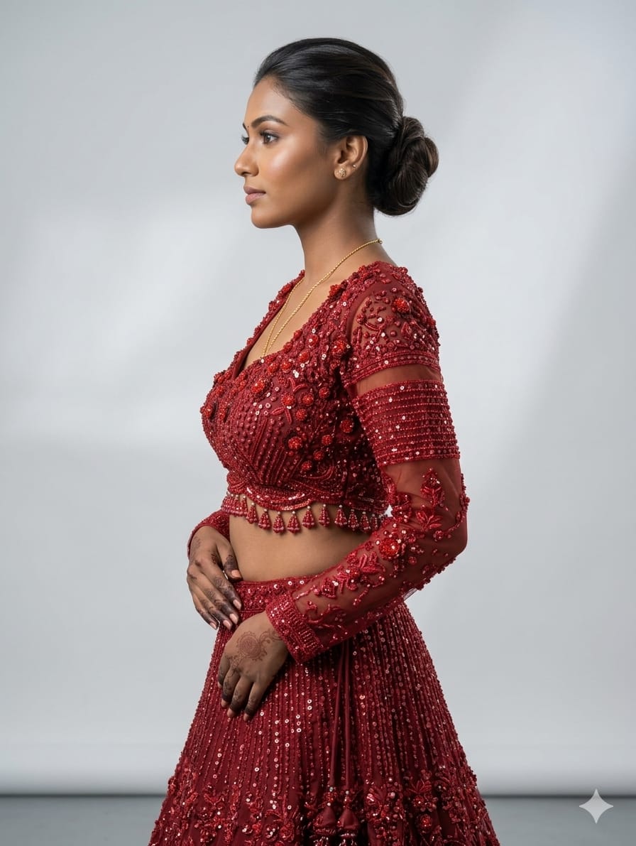 cherry red lehenga set