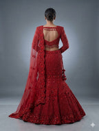 cherry red lehenga set