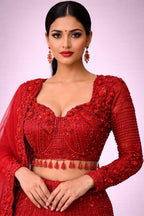 cherry red lehenga set