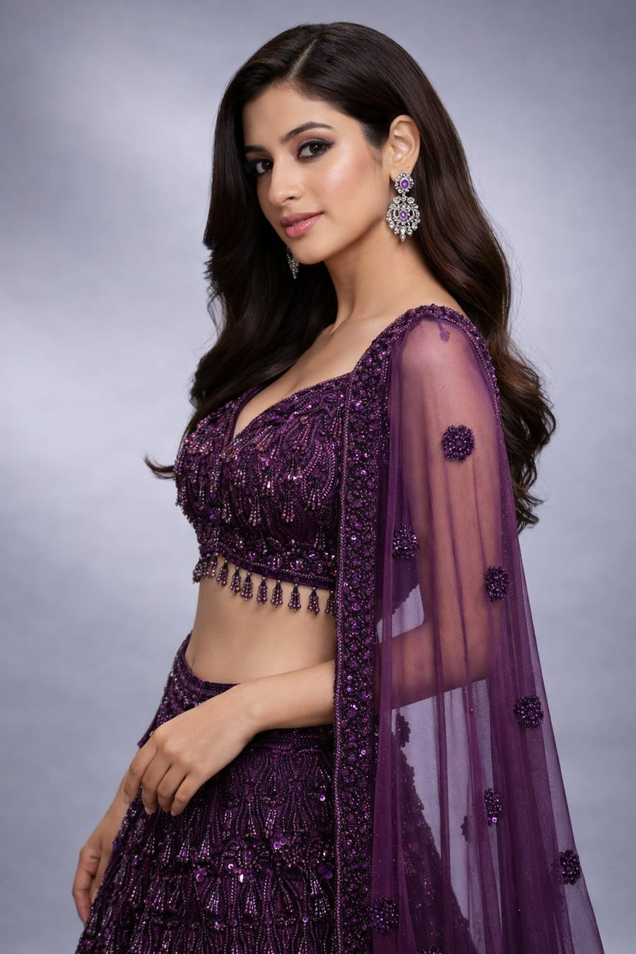 wine lehenga set