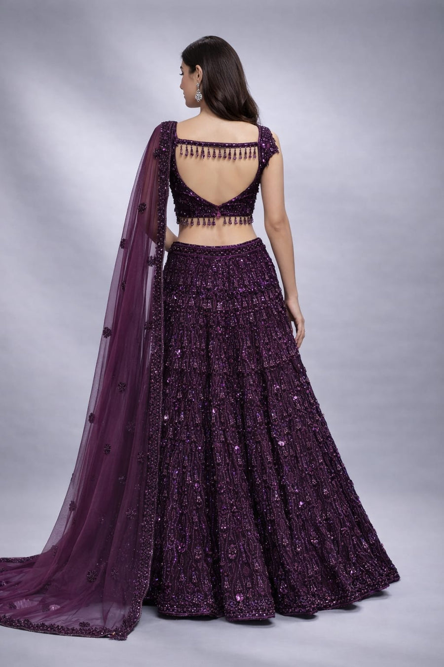 wine lehenga set