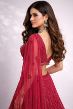 Red embroidered lehenga