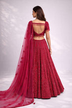 Red embroidered lehenga