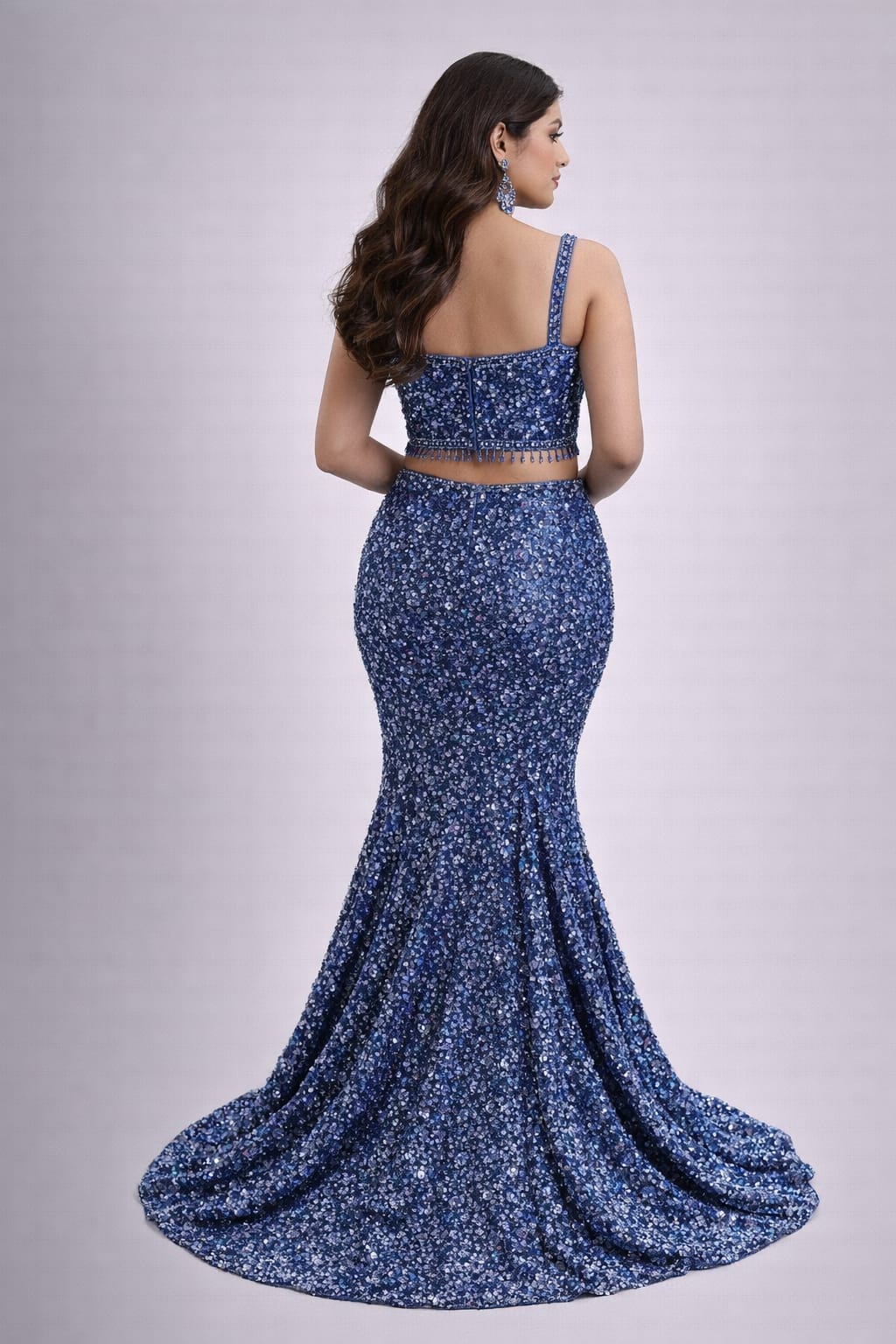 teal blue mermaid lehenga