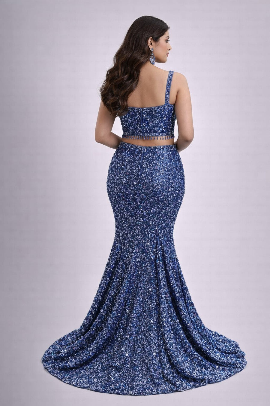 teal blue mermaid lehenga