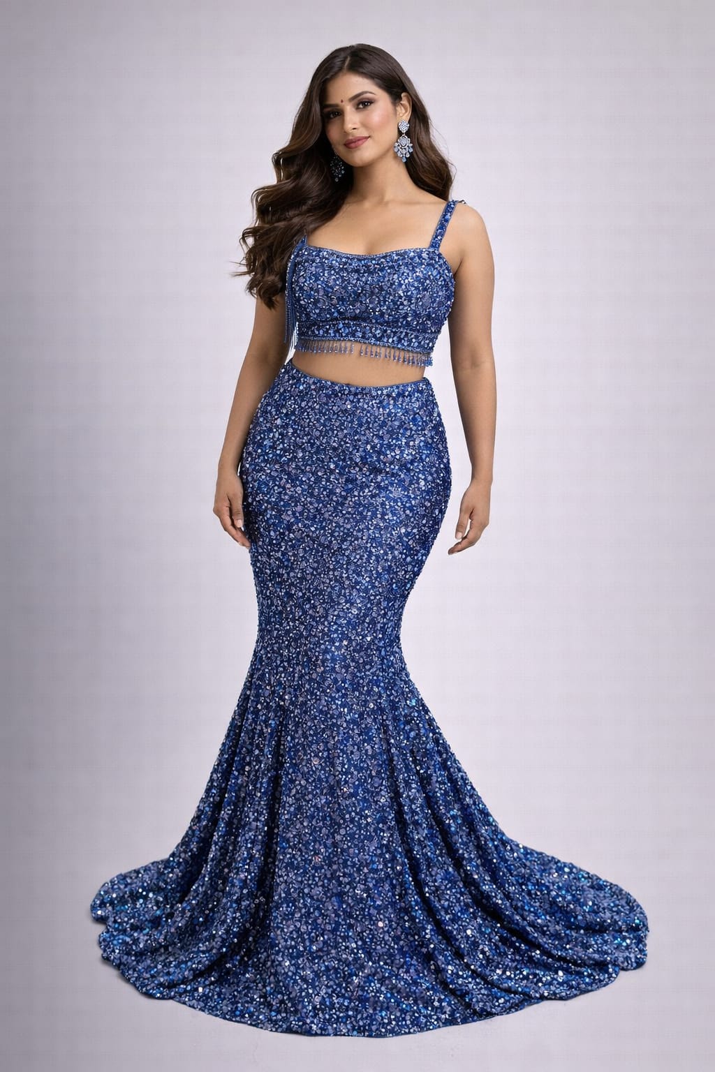 teal blue mermaid lehenga